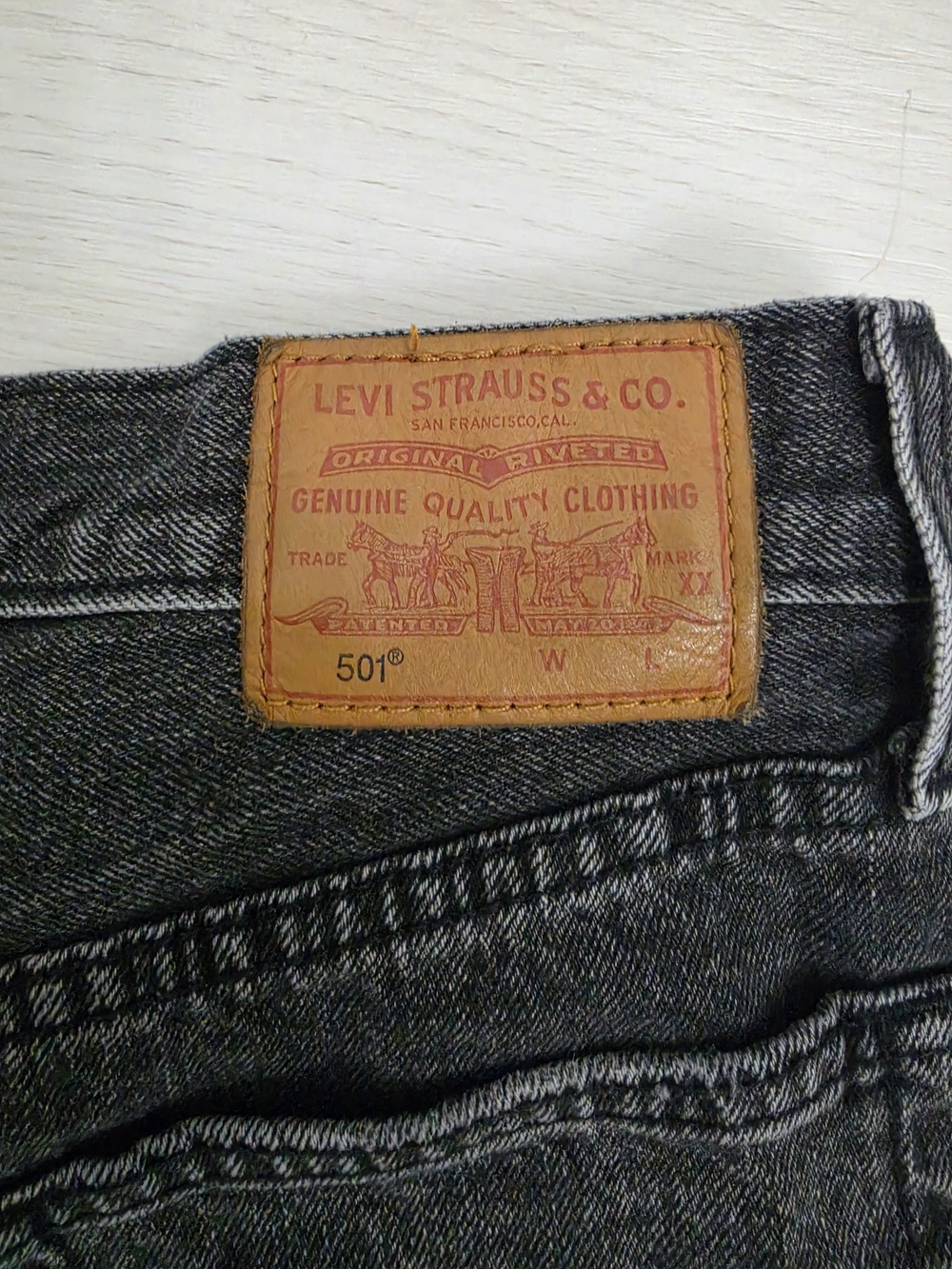 Levi's 501 Black Distressed Jean Cutoff Shorts - Picture 4 of 6